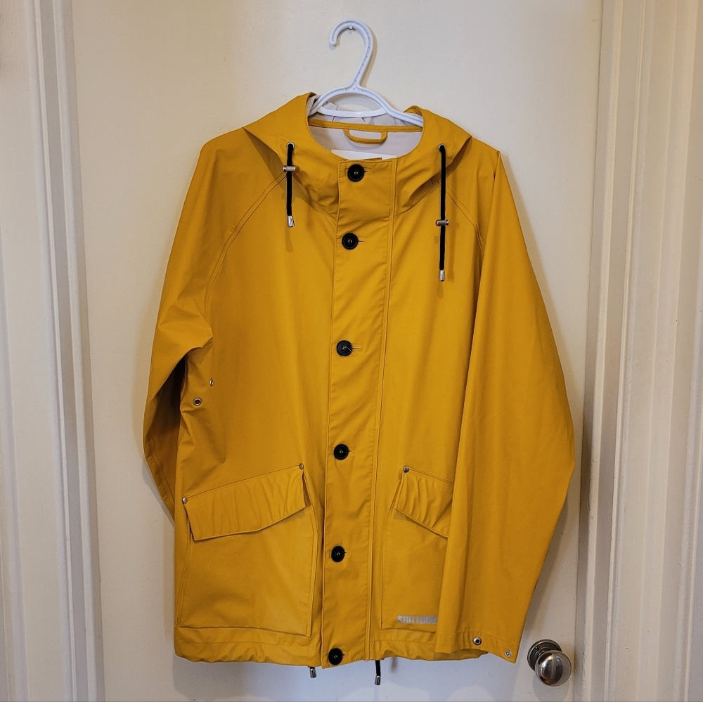 Men's Yellow Stutterheim Hooded Rain Jacket